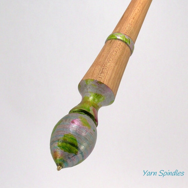 Brass Tipped Russian Support Spindle, Dyed Sugar Maple, Yarn Spindles, 28 grams