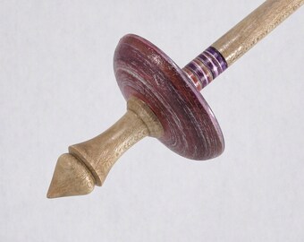 Natural Tip Tibetan Supported Spindle, Dyed Yellow Birch & Sugar Maple, Yarn Spindles, 25 grams