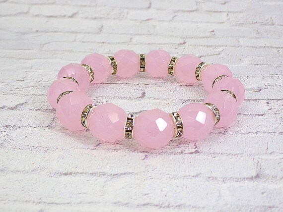 Bracelet Extensible Perles De Briare Et Cristal - Orange Vif, Sans Fermoir, Ajustable