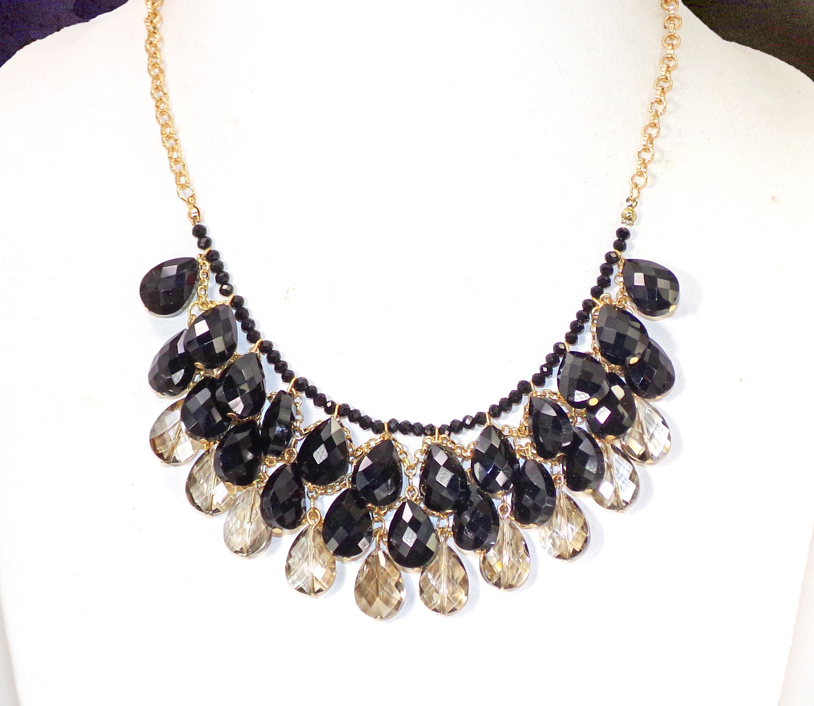 A Waterfall Necklace Designed With a Mix of Black and Black