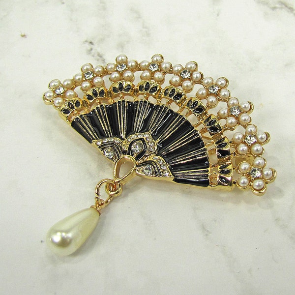 Black and Gold Brooch Etsy