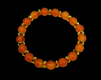 セール ヴィンテージジュエリー ビーズブレスレット 明るいオレンジの