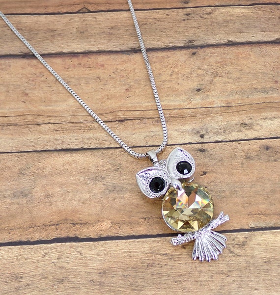 Hematite-look Owl w/ Topaz Crystal Eyes Hematite-look Owl w/ Topaz Crystal Eyes