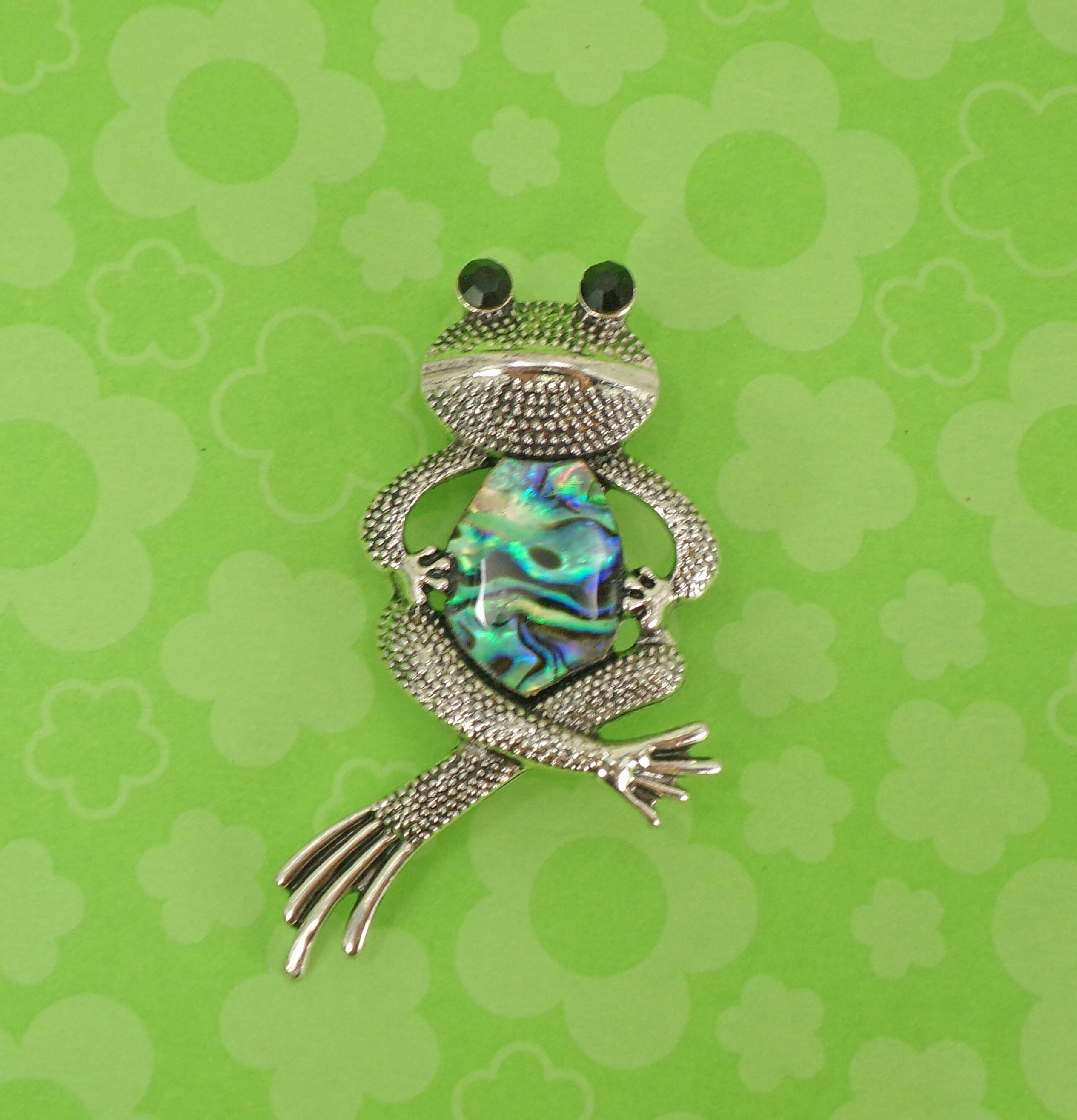 Alilang Abalone Shell Frog Brooch - Cross-Legged Sitting Frog Pin, Retro Crystal Corsage