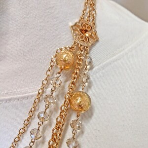 Layered Gold Leaf Beaded Statement Necklace With Five Rows in a Mix of ...