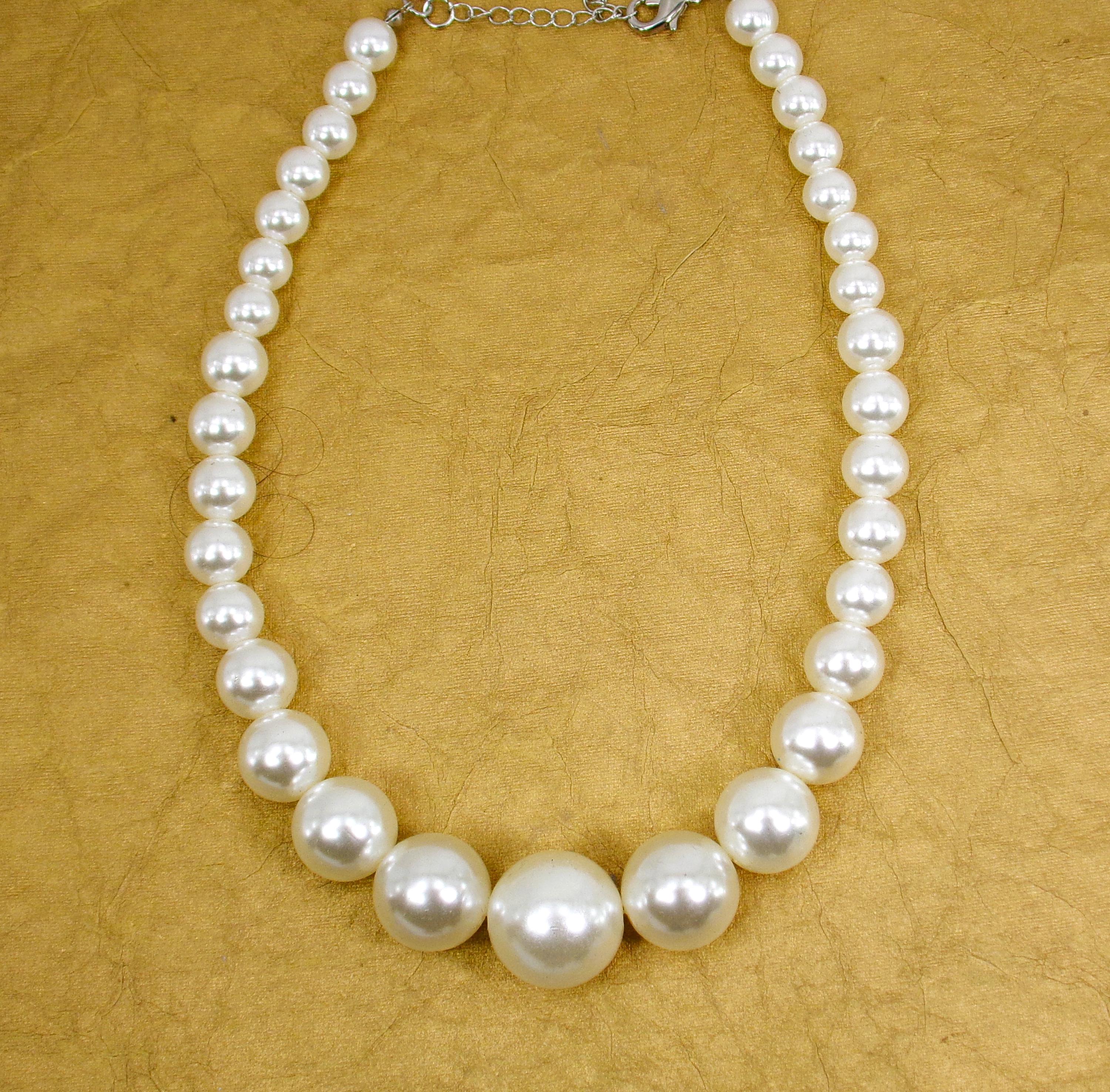 White Pearl Statement Necklace Created With Large Round Faux  Pearl Cascade Statement Necklace - White faux Pearls main image 2