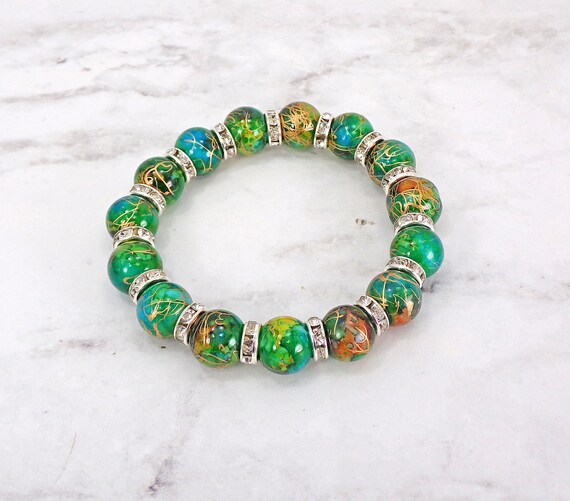 Green glass bracelet sale