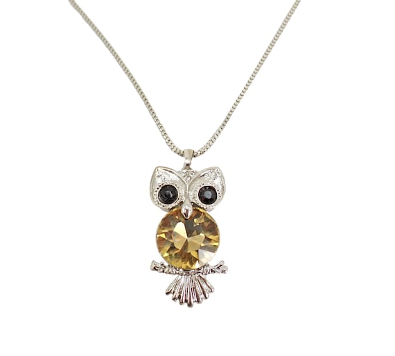 Hematite-look Owl w/ Topaz Crystal Eyes Hematite-look Owl w/ Topaz Crystal Eyes