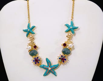 Boho Stella marina collana girocollo perline di cristallo Conch