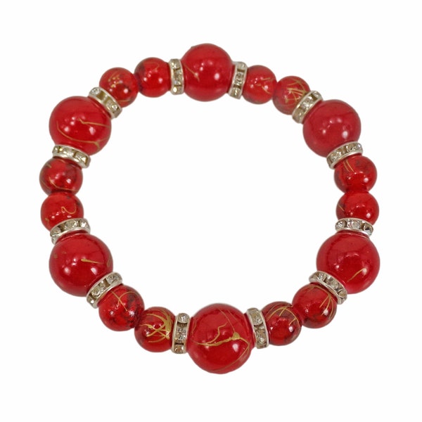 Red Beaded Bracelet Etsy