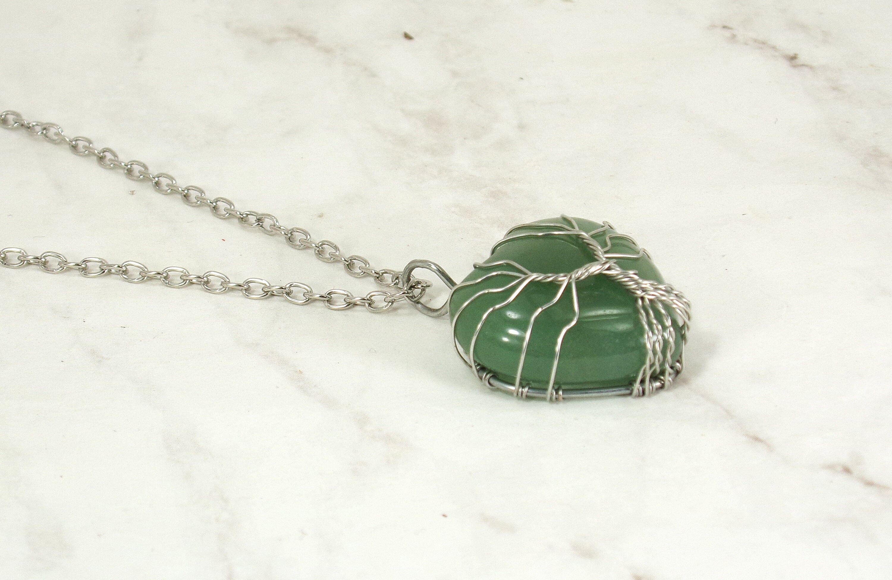 COAI Collana Unisex Albero Della Vita In Avventurina Verde, Con Cordino In Pelle O Nylon, Regalo - 2