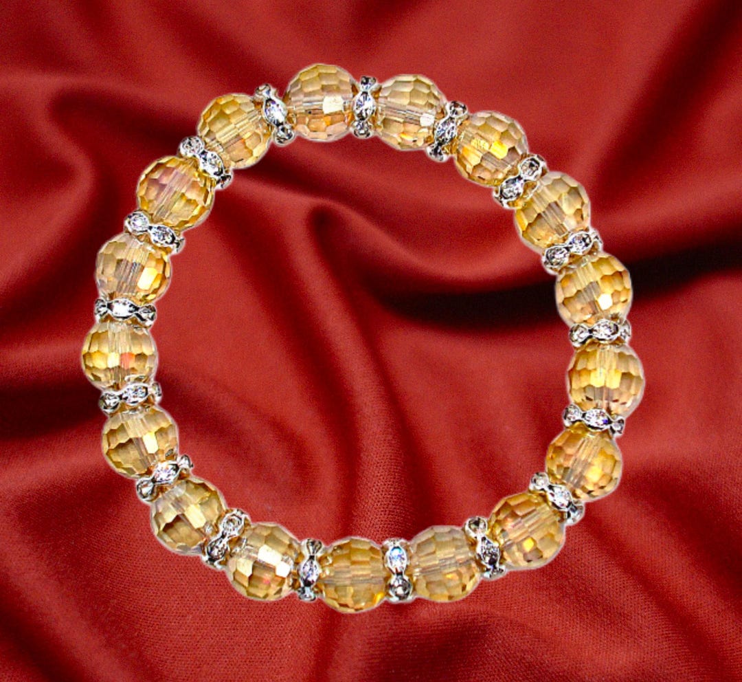 Beige - Handcrafted Glass Stone Bracelet 15