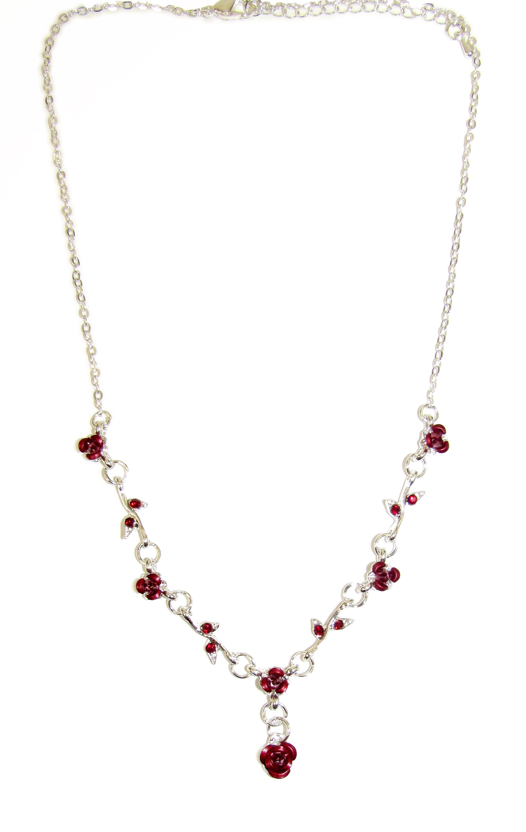 Precious Red Roses Y Necklace and Matching Earring Set With Etsy