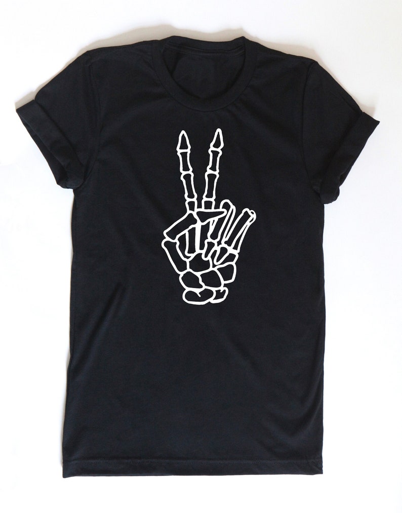 Skeleton Hand Peace Sign Graphic Tee Peace Sign Shirt | Etsy
