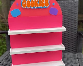 Expositor de galletas personalizado para negocios, feria de artesanía, mercado de agricultores, productos horneados, impreso en 3D, hecho a medida, estante para pequeños negocios, venta de repostería