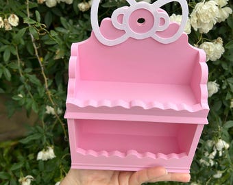Hello Kitty Shelf, Pink Bow Decor, Kawaii Trinket Display, Calico Critters, Sonny Angel