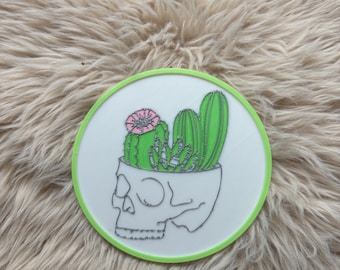 Posavasos con forma de calavera y cactus suculentos, decoración para el hogar, impresión 3D, estilo kawaii, bohemio, desértico, chic, con flores vanguardistas.