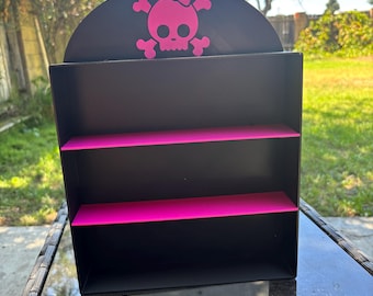 Goth Skull Display Shelf, Cute skull, figurine display, girl's room, customizable, knick-knack holder