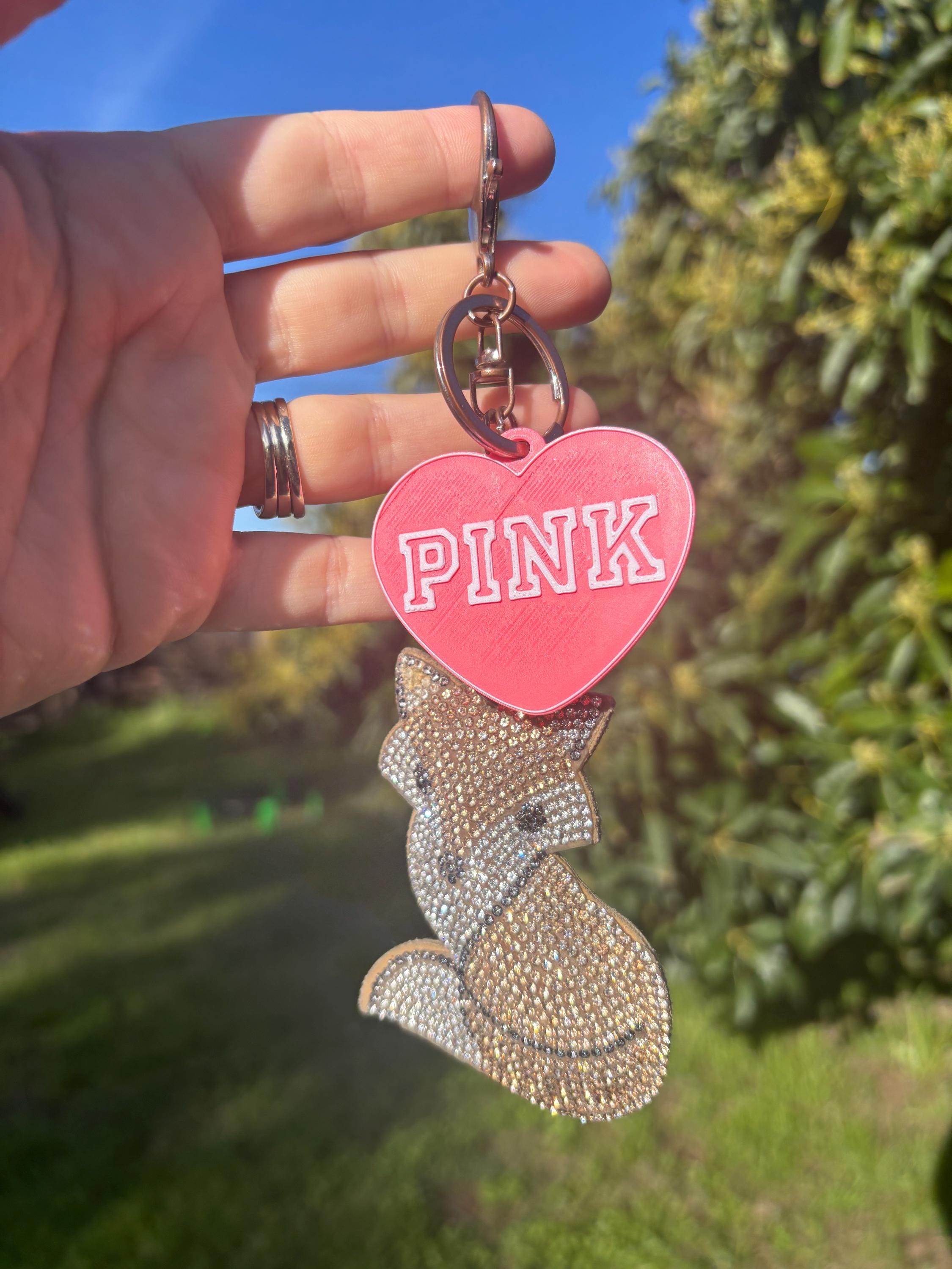 Victoria's Secret Custom Name Pink Dog Keychain Custom Car