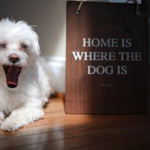 Lukor Home Wall Hanging Distressed Wood Rustic Decor Home is Where The Dog is