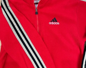 Vintage Adidas Fleece 1/4 Zip Pullover, 90's Adidas Fleece, Red Adidas  Jacket, Silver Three Stripes, Athletic, Sport Fleece, 90's Style - Etsy