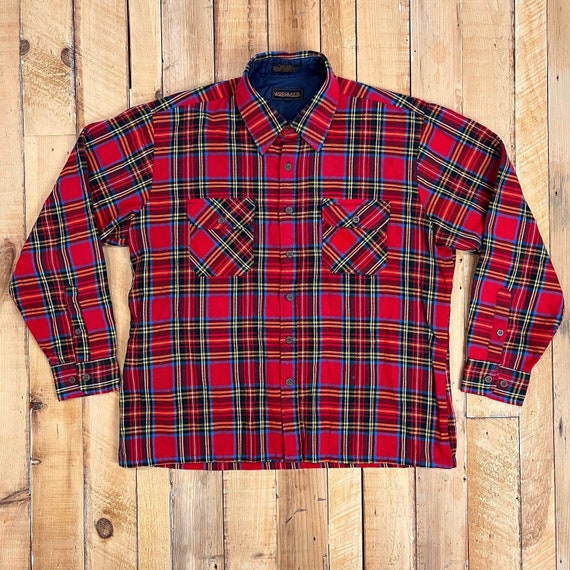 Vintage Woodland Plaid Flannel Shirt 80 