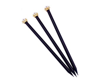 Pencil Gold Crown with Pearl Professional Sketch and Drawing Pencils