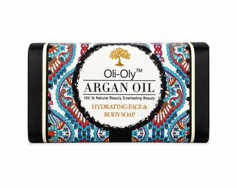 Jabón en barra de argán Oli-Oly, jabón limpiador facial y corporal, 50 g