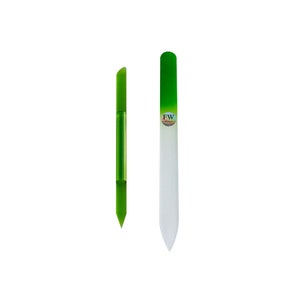 Glass Nail File Set 2pcs - Glass Cuticle Pusher and Crystal Nail File for Manicure (green) - Original Czech Products