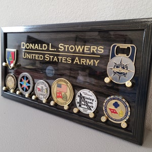 8ct Challenge Coin Display Personalized 9mm Bullet Casings Wall Mounted Military Navy Air Force Army Police