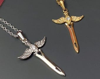 Paladin's Winged Sword Pendant Necklace