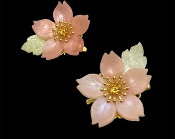 Pink Cherry Blossom Hair Clips