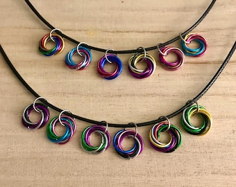 LGBTQIA+ Pride FLAG Möbius Rose Knot Pendant Necklaces
