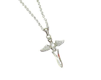 Mini Version - Silver Winged Sword Necklace - Defiantly Rogue