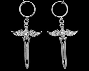 Paladin Winged Sword Earrings (Silver)