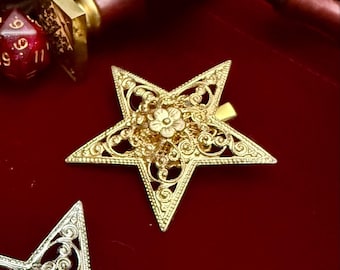 Gold Filigree Star Hair Clip