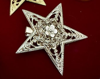 Silver Filigree Star Hair Clip