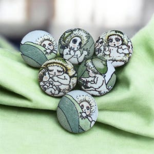 Gumnut Babies Fabric Buttons: May Gibbs Theme, Set of 6