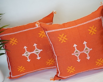Cactus Silk Pillow 20x20: Handwoven Moroccan Sabra Throw Pillow