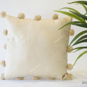 Pompom Pillow Cover 16x16 , Moroccan Pillow, Throw Pillow