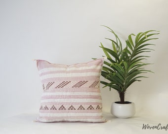 Handwoven Cactus Silk Pillow: Moroccan Berber Throw Pillow Cover