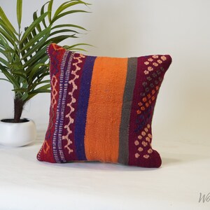Tribal Moroccan Pillow , Bohemian Pillow, decorative Pillow - Handcrafted from vintage Moroccan wool rug