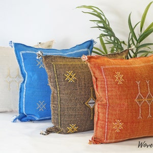 Moroccan Cactus Silk Pillows - Pillow cover 20x20 , Decorative pillow - Cactus silk pillow - Boho pillow - Throw pillow