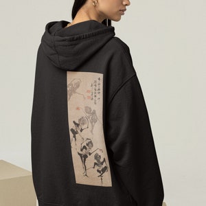 Dancing Skeletons Hoodie: Japanese Art, Doi Gōga Print