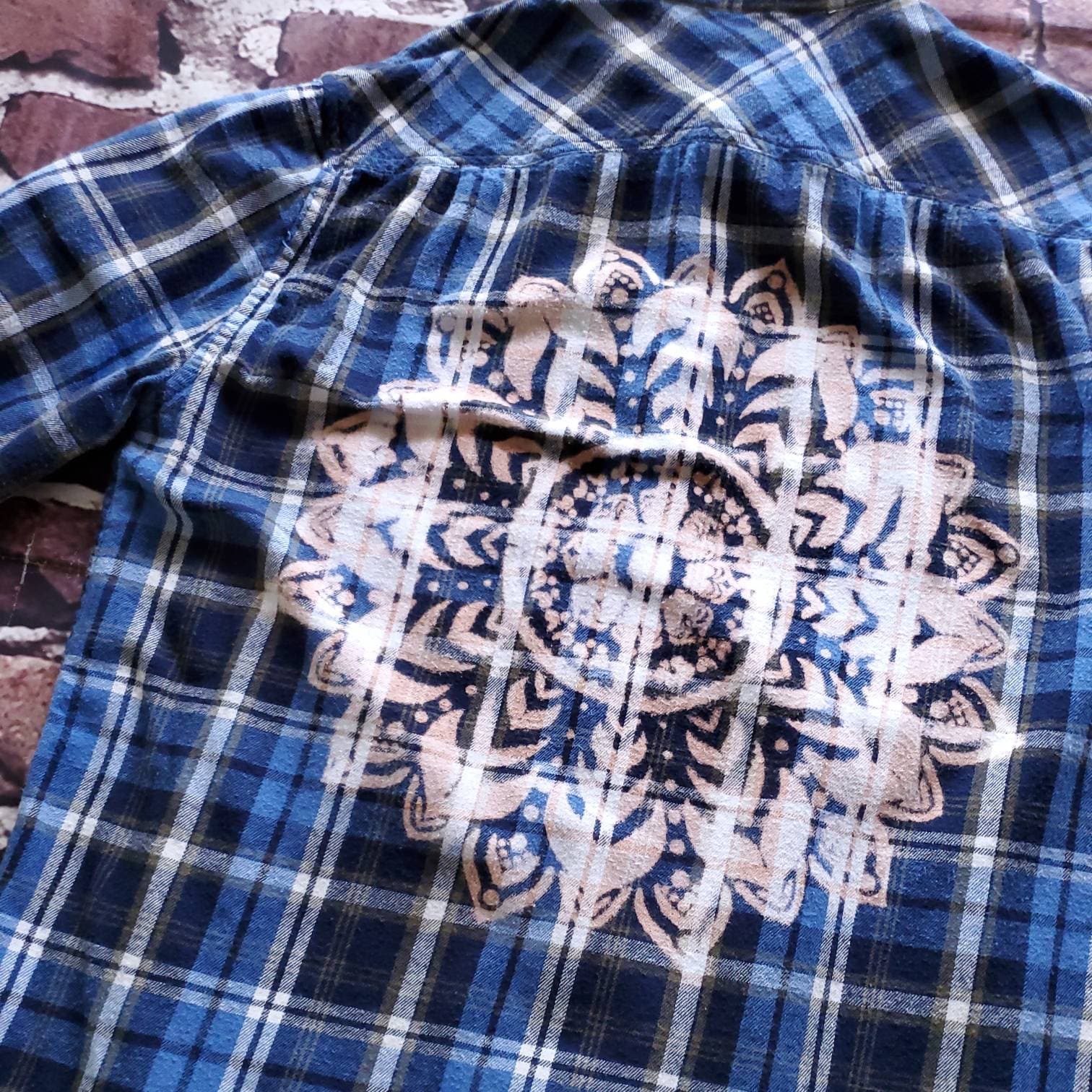 Bleachdyed Flannel Button Down Medium Etsy