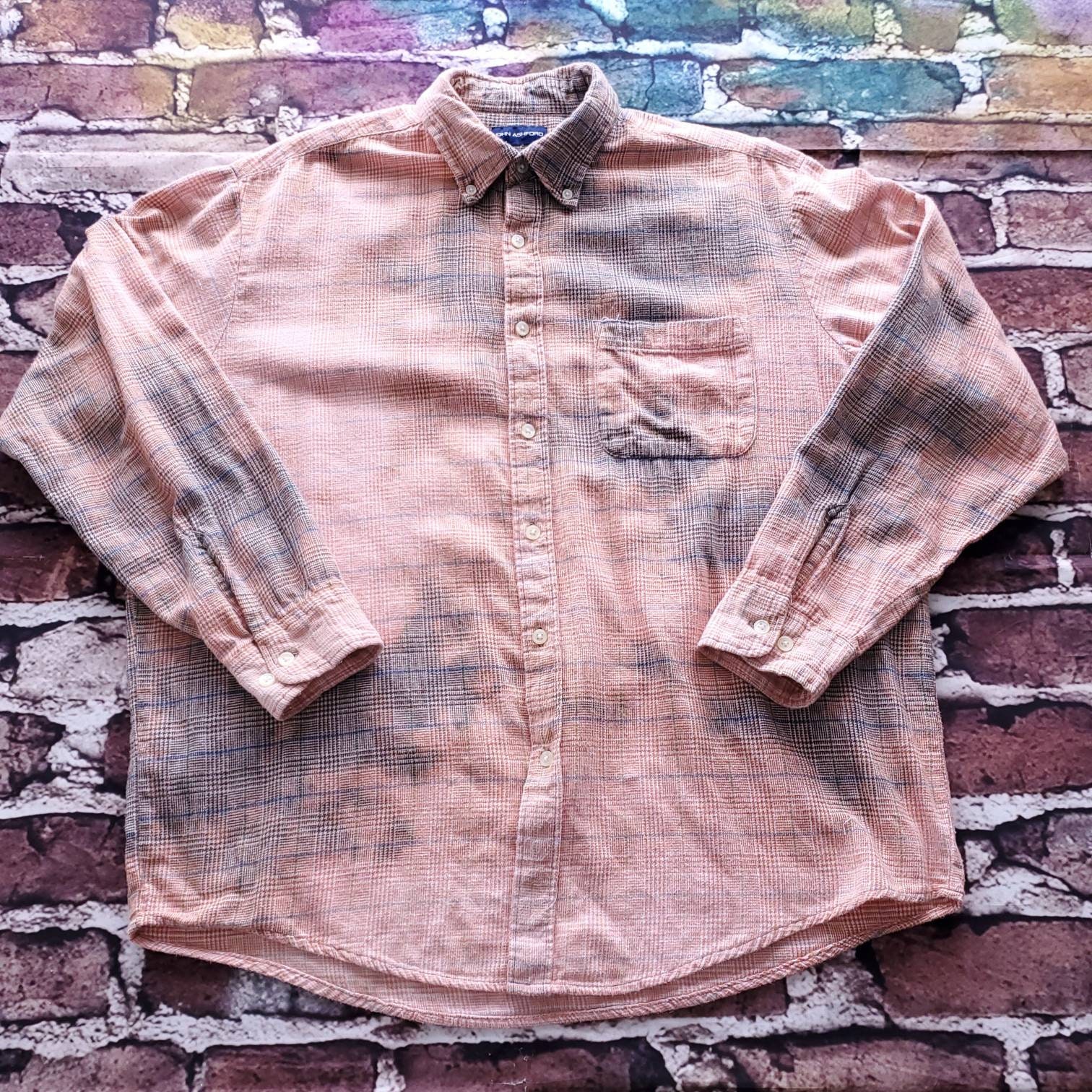 Bleachdyed Flannel Button Down Large Etsy