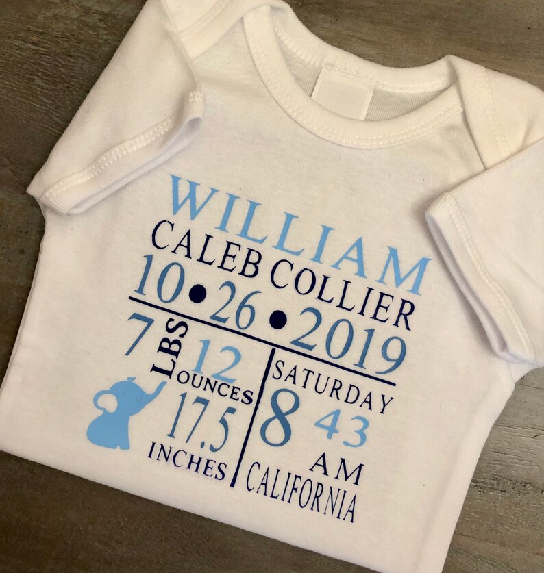 Baby Birth Announcement Onesie Boy Birth Announcement Onesie Etsy