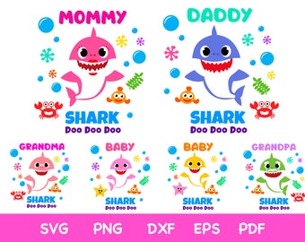birthday clipart Shark,Shark Girl,svg,eps,dxf,Cut Files,Digital File birthday family svg Baby Shark Girl SVG,layered Shark Family svg