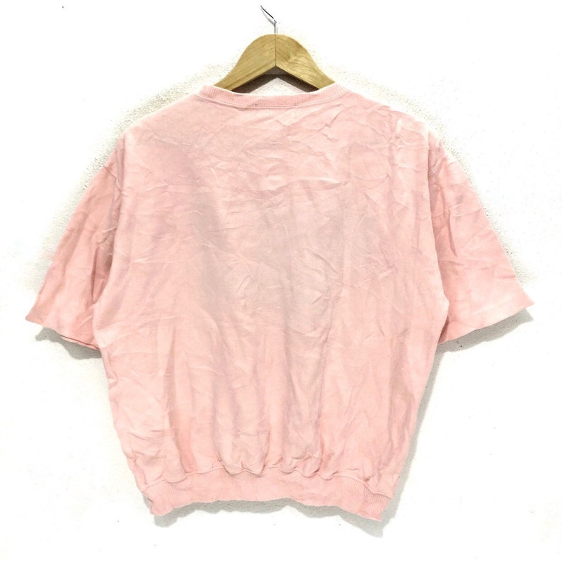 Vintage ALAIN CAZALIS PARIS Pets Cat Pink Sweatshirt Big Logo Spell Out Pullover Jumper Sweater