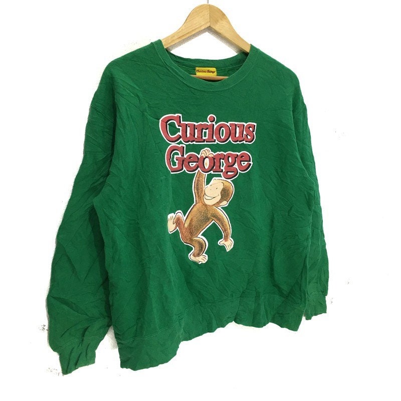Vintage CURIOUS Sweatshirt Big Logo Spell Out Monkey Etsy